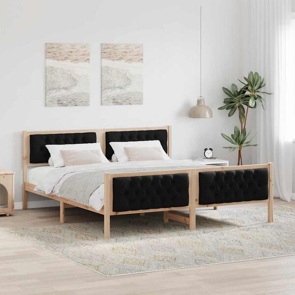 vidaXL Estructura de cama Negro 180 x 200 cm Madera de pino macizo
