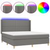vidaXL Cama box spring colch&oacute;n y luces LED tela gris oscuro 160x200 cm