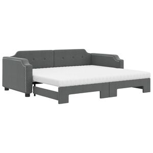 vidaXL Sof&aacute; cama nido con colch&oacute;n tela gris oscuro 90x190 cm