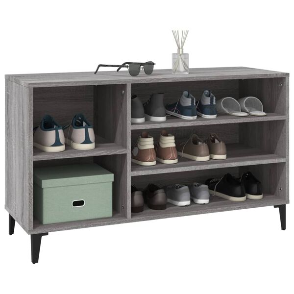vidaXL Mueble zapatero madera contrachapada gris Sonoma 102x36x60 cm