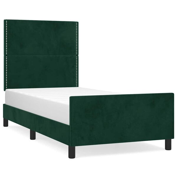 vidaXL Estructura cama sin colch&oacute;n terciopelo verde oscuro 100x200 cm