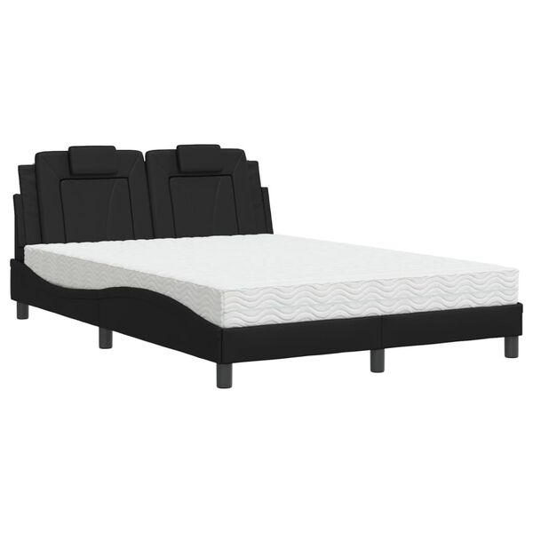 vidaXL Cama Viana con colch&oacute;n cuero sint&eacute;tico negro 140x190 cm