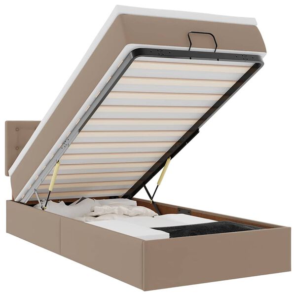 vidaXL Estructura cama otomana colch&oacute;n cuero sint&eacute;tico capuchino