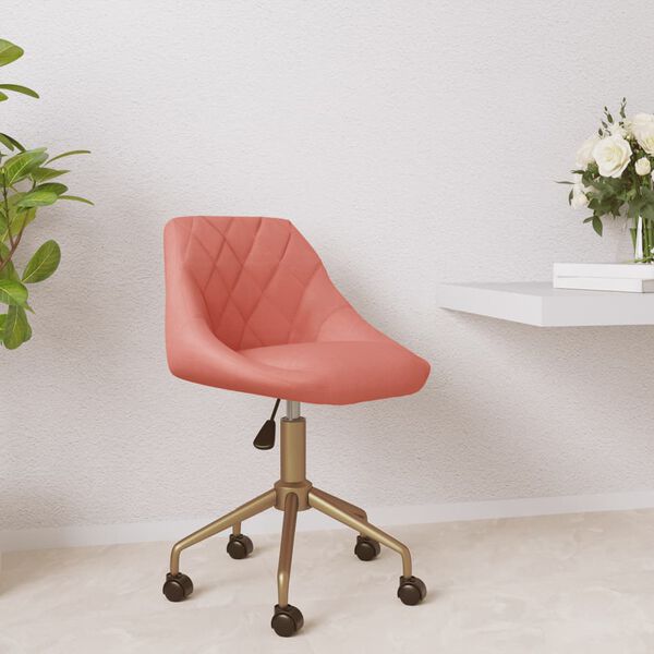 vidaXL Silla de comedor giratoria de terciopelo rosa