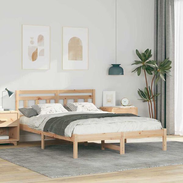 vidaXL Estructura de cama Marr&oacute;n 120 x 190 cm Madera de pino macizo