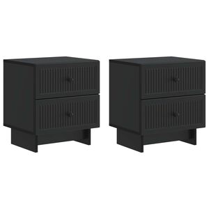 vidaXL Armario de Noche con caj&oacute;n 2 pcs Negro 43 x 34,5 x 47,5 cm