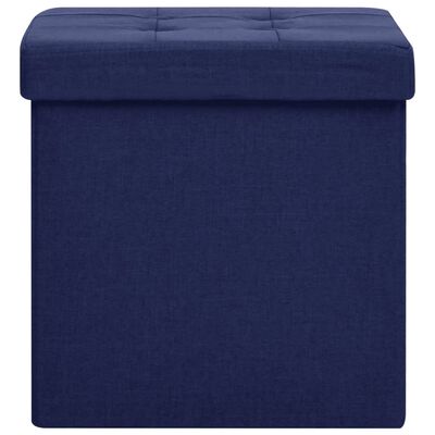 vidaXL Taburete con almacenaje plegable lino sintético azul