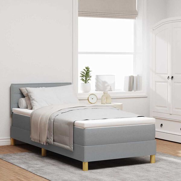 vidaXL Cama tipo Box Spring con colch&oacute;n Gris Claro 100 x 200 cm tela