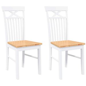 vidaXL Sillas de comedor 2 unidades madera maciza de caucho blanco