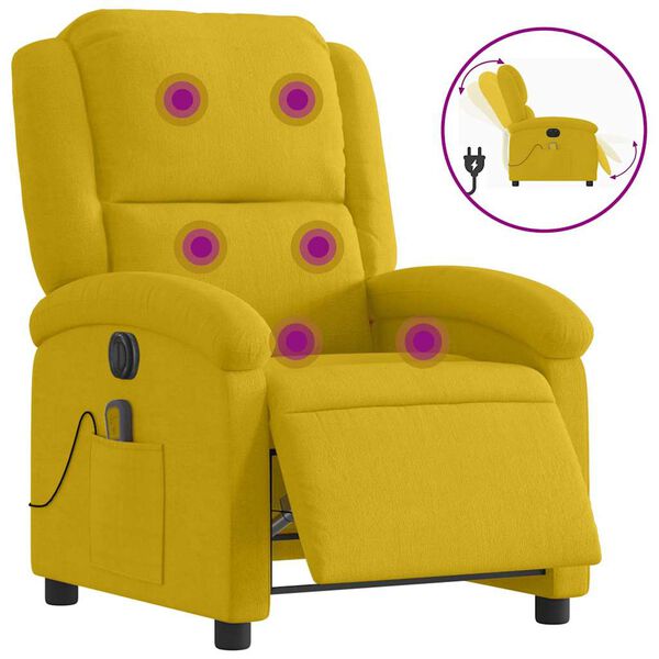 vidaXL Sillón reclinable de masaje eléctrico terciopelo amarillo