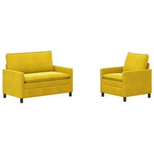 vidaXL Juego de Sof&aacute; 2 uds. Amarillo Terciopelo