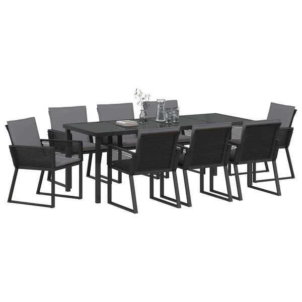 vidaXL Conjunto de Comedor de Jard&iacute;n 9 pcs Negro