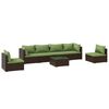 vidaXL Set muebles de jard&iacute;n 7 piezas y cojines rat&aacute;n sint&eacute;tico marr&oacute;n