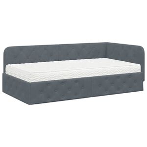 vidaXL Estructura de cama en esquina Gris oscuro 90 x 190 cm