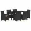 vidaXL Conjunto de Comedor de Jard&iacute;n 7 uds. Negro rat&aacute;n sint&eacute;tico