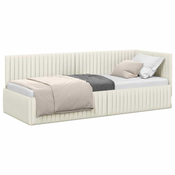 vidaXL Estructura de cama en esquina Crema 80 cm x 200 cm Terciopelo