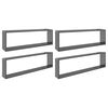 vidaXL Estante cubo pared 4 uds contrachapado gris brillo 100x15x30 cm