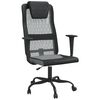 vidaXL Silla oficina altura ajustable tela malla y cuero PE gris negro