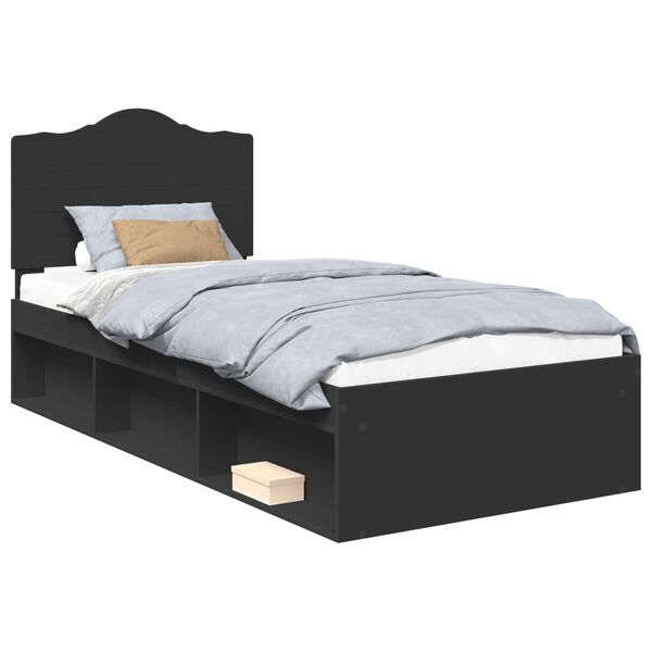 vidaXL Estructura de cama Negro 90 x 200 cm Madera de pino macizo
