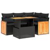 vidaXL Set de muebles de jard&iacute;n 5 pzas y cojines rat&aacute;n sint&eacute;tico negro