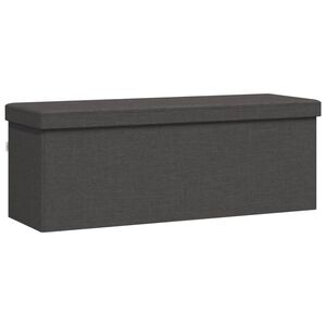 vidaXL Banco de almacenaje plegable de lino sint&eacute;tico gris oscuro