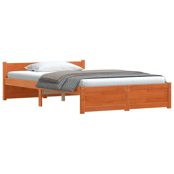 vidaXL Estructura de cama Marr&oacute;n cera 205.5 x 95.5 x 51 cm