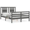 vidaXL Estructura de cama con cabecero madera maciza gris 140x200 cm