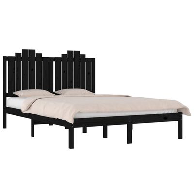vidaXL Estructura de cama de madera maciza de pino negra 140x200 cm