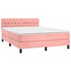 vidaXL Cama box spring colch&oacute;n y LED terciopelo rosa 140x200 cm