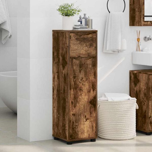 vidaXL Gabinete de Ba&ntilde;o con caj&oacute;n Roble ahumado 30,5 x 30 x 101 cm