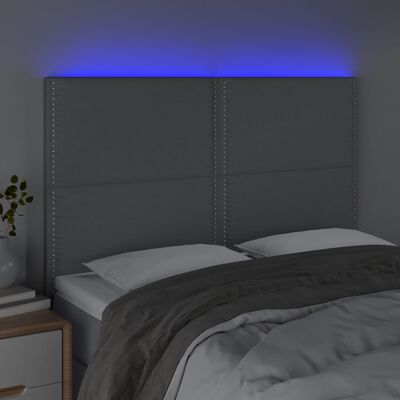 vidaXL Cabecero con luces LED tela gris claro 144x5x118/128 cm