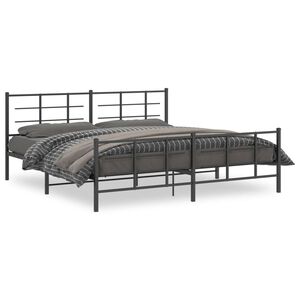 vidaXL Estructura cama sin colch&oacute;n con estribo metal negro 193x203 cm