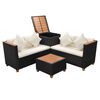 vidaXL Set de muebles de jardín 4 pzas y cojines ratán sintético negro