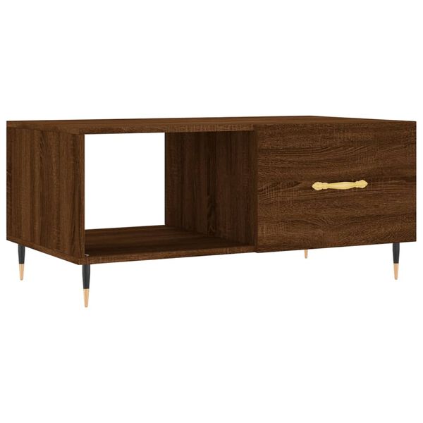 vidaXL Mesa de centro madera contrachapada roble marr&oacute;n 90x50x40 cm