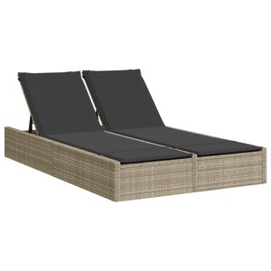 vidaXL Tumbona doble con cojines rat&aacute;n sint&eacute;tico gris claro