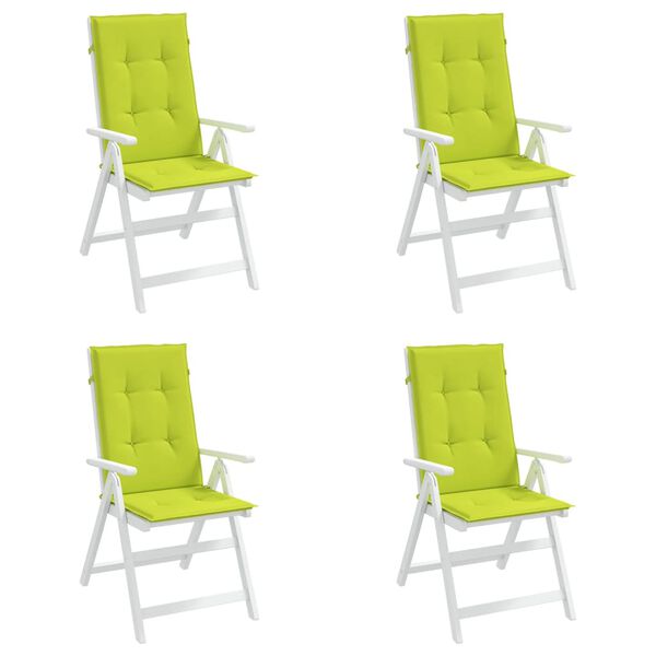 vidaXL Coj&iacute;n silla de jard&iacute;n respaldo alto 4 uds tela verde 120x50x3cm