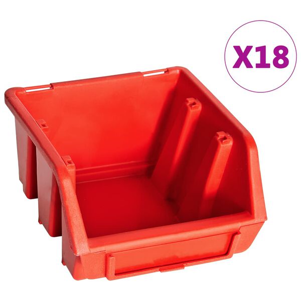 vidaXL Kit de cajas de almacenaje 32 pzas paneles de pared rojo/negro