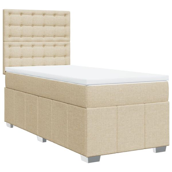 vidaXL Cama box spring con colch&oacute;n tela color crema 80x200 cm