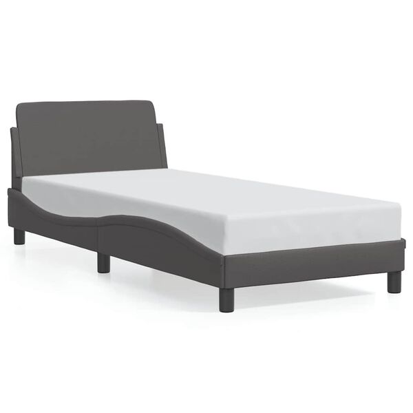 vidaXL Estructura de cama Dover cuero sint&eacute;tico gris 90x190 cm