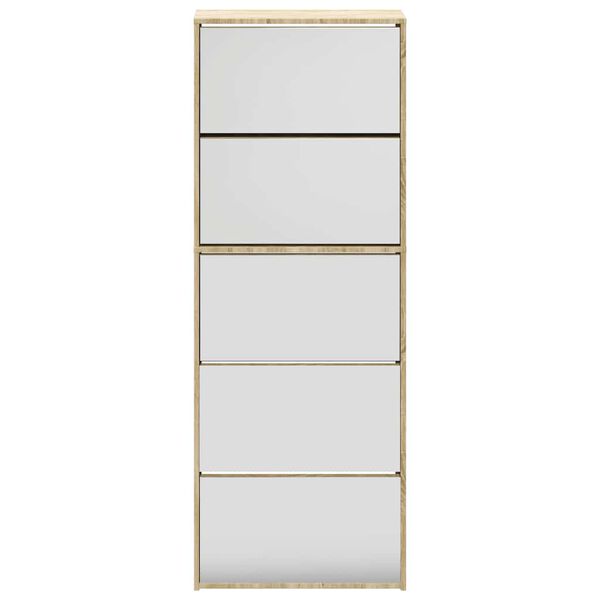 vidaXL Zapatero 5 cajones con espejo roble 63x17x169,5 cm