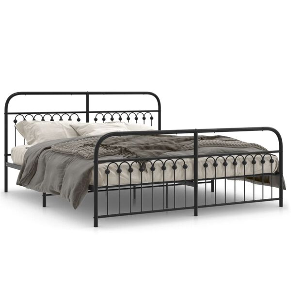 vidaXL Estructura cama sin colch&oacute;n con estribo metal negro 183x213 cm
