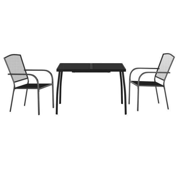 vidaXL Juego de comedor de jardín 3 piezas acero gris antracita