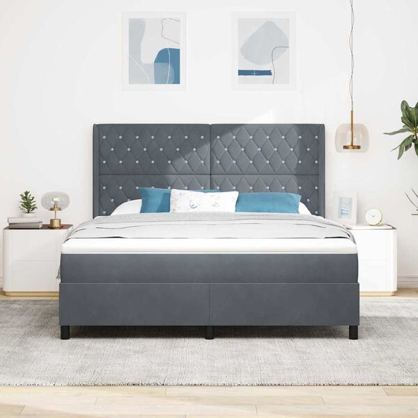 vidaXL Cama con Box Spring LED y Colchón Gris oscuro 180 x 200 cm