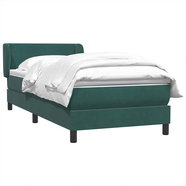 vidaXL Cama box spring con colch&oacute;n terciopelo verde oscuro 90x220 cm
