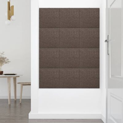 vidaXL Paneles de pared 12 uds tela gris taupé 30x30 cm 1,08 m²