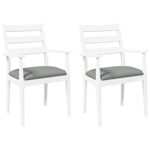 vidaXL Sillas de comedor con cojines 2uds blancas madera maciza caucho