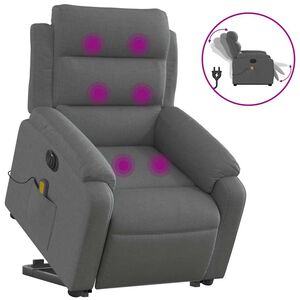 vidaXL Sill&oacute;n de masaje el&eacute;ctrico reclinable elevable tela gris oscuro