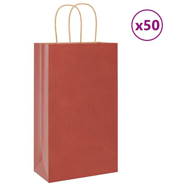 vidaXL Bolsas de papel con asas 50 uds rojo 21x11x36 cm
