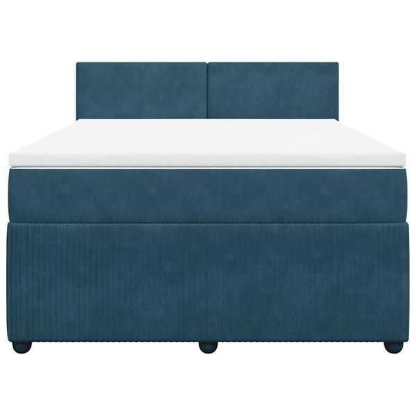 vidaXL Cama box spring con colch&oacute;n terciopelo azul 160x200 cm