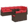 vidaXL Conjunto de sof&aacute; de jard&iacute;n 9 uds. Marr&oacute;n Polirat&aacute;n